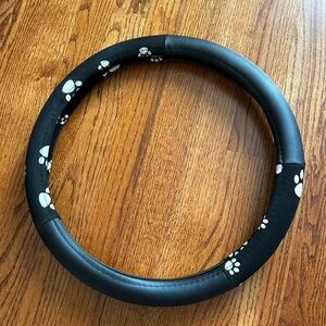 Black Steering Wheel Cover with Paw Prints